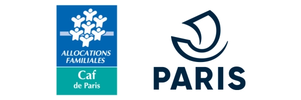 Les logos de la CAF et de la Ville de Paris